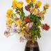 Beautiful Bouquet of Chrysanthemums in old Bulgarian Vase  from 1929 by Sergey Vasilev